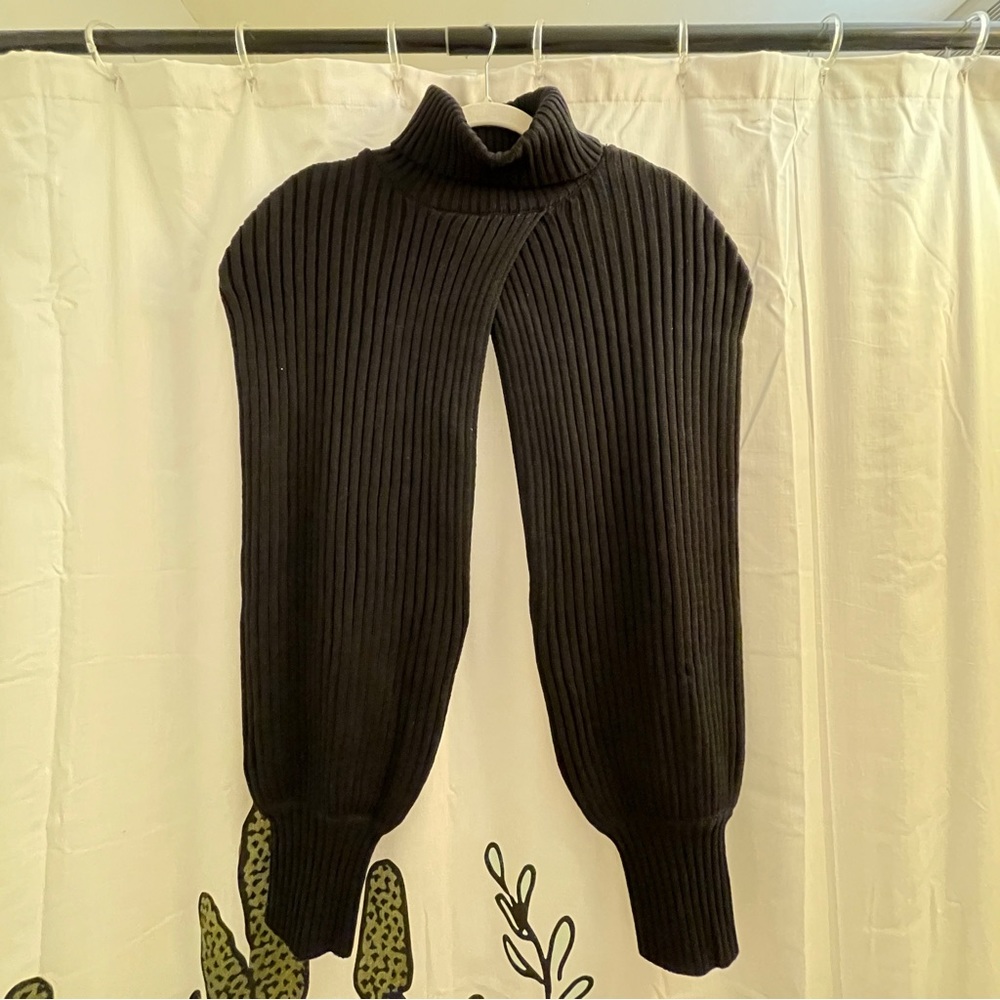 Eloquii Black Turtleneck Sweater Sleeve Scarf